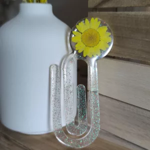 Marque-page trombone soleil fleur séchée