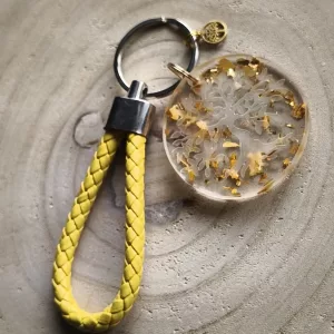 Porte-clé sangle jaune arbre de vie