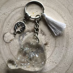 Porte-clé Chat transparent argenté