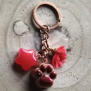 Porte-clé rouge empreinte étoile
