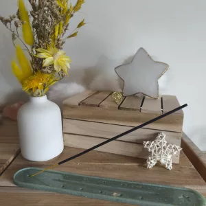 Porte-encens étoile vert doré