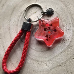 Porte-clé sangle rouge étoile
